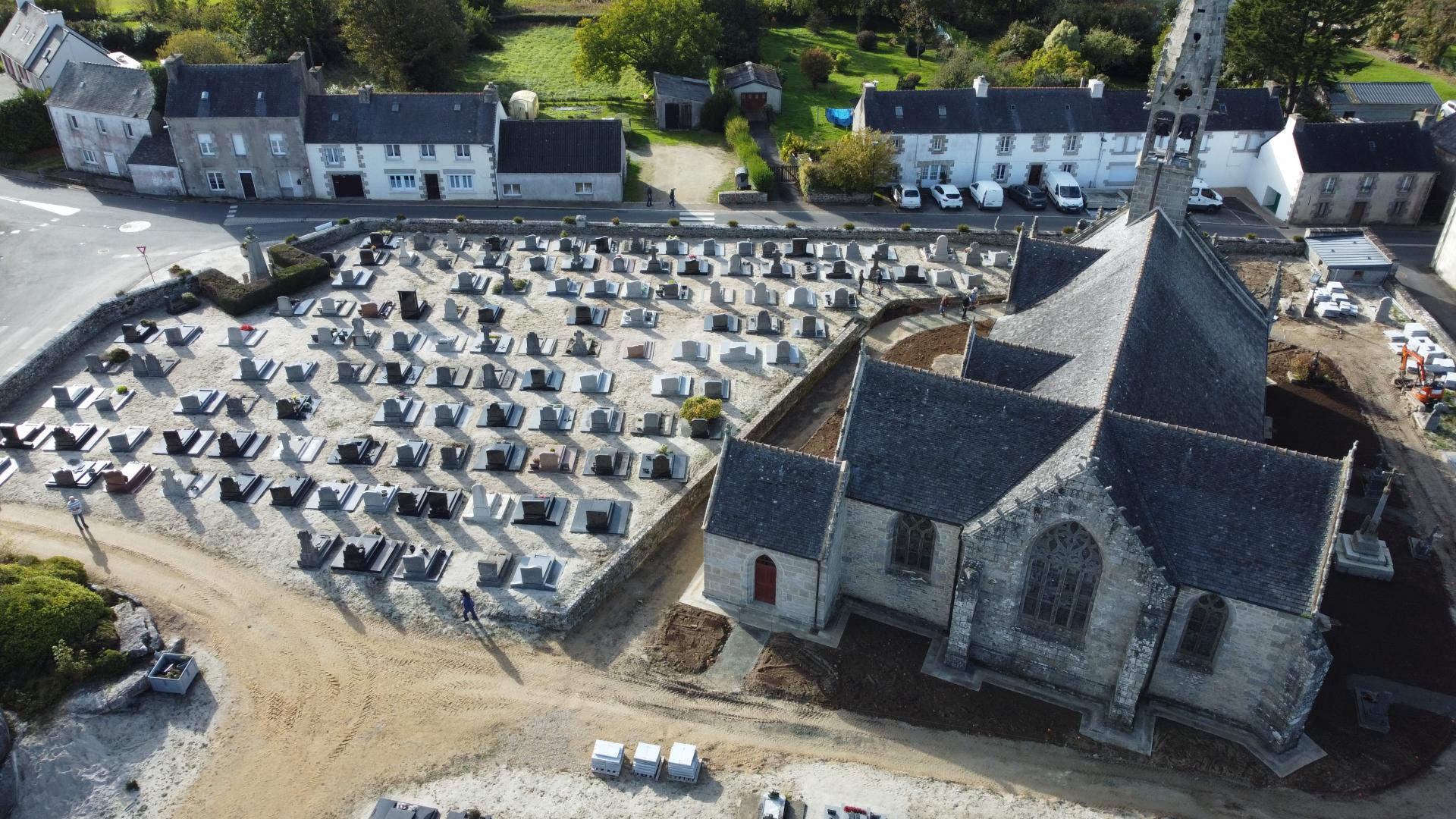 vue aérienne du cimetière